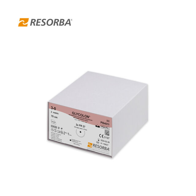 חוט תפירה-ויקריל (24) Resorba Glycolon 4/0 DS18